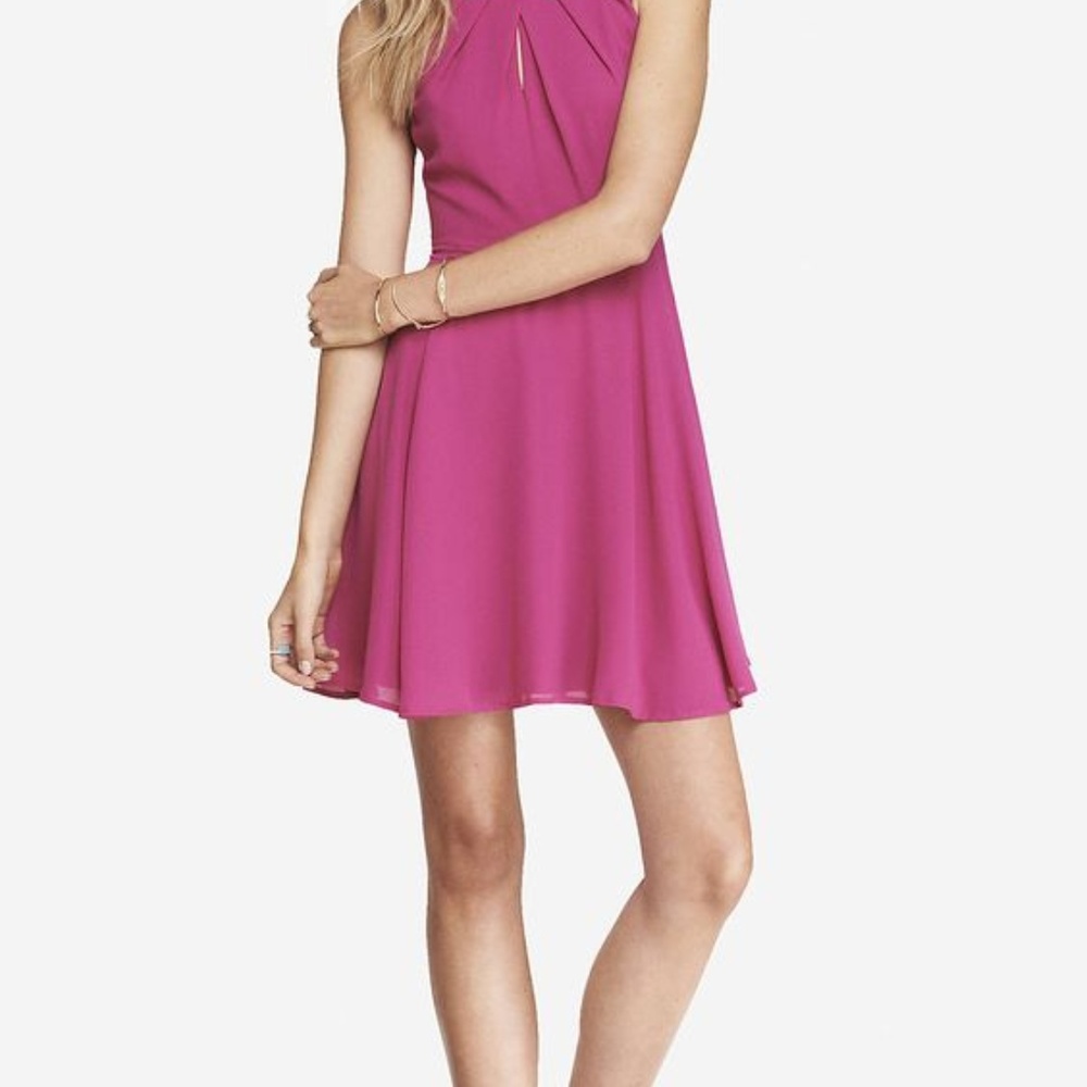 Express Fit and Flare Magenta Dress
